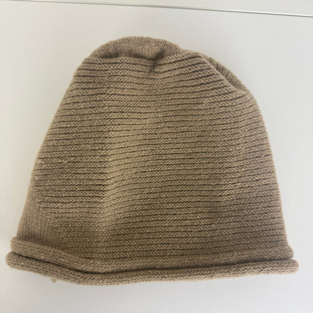 NWOT Unisex Winter Fall Outdoor Stretchy Thick Ribbed Knit Beige Beanie Cap OS